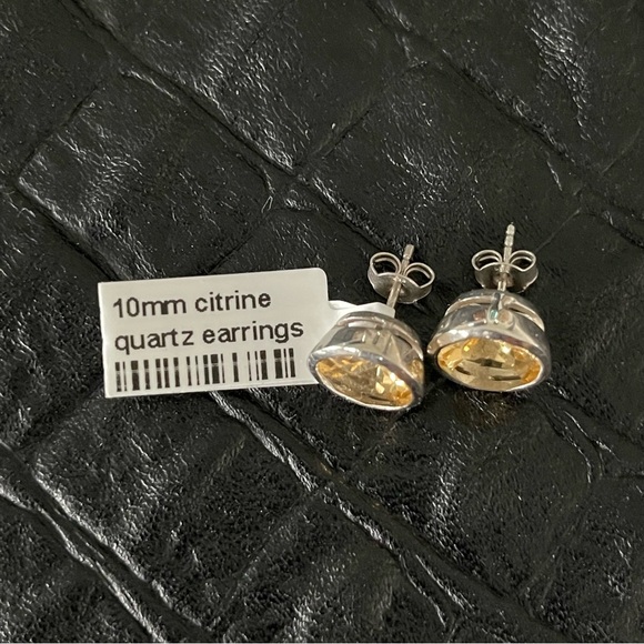 Sterling Silver 925 Large Citrine Earrings - Picture 8 of 9